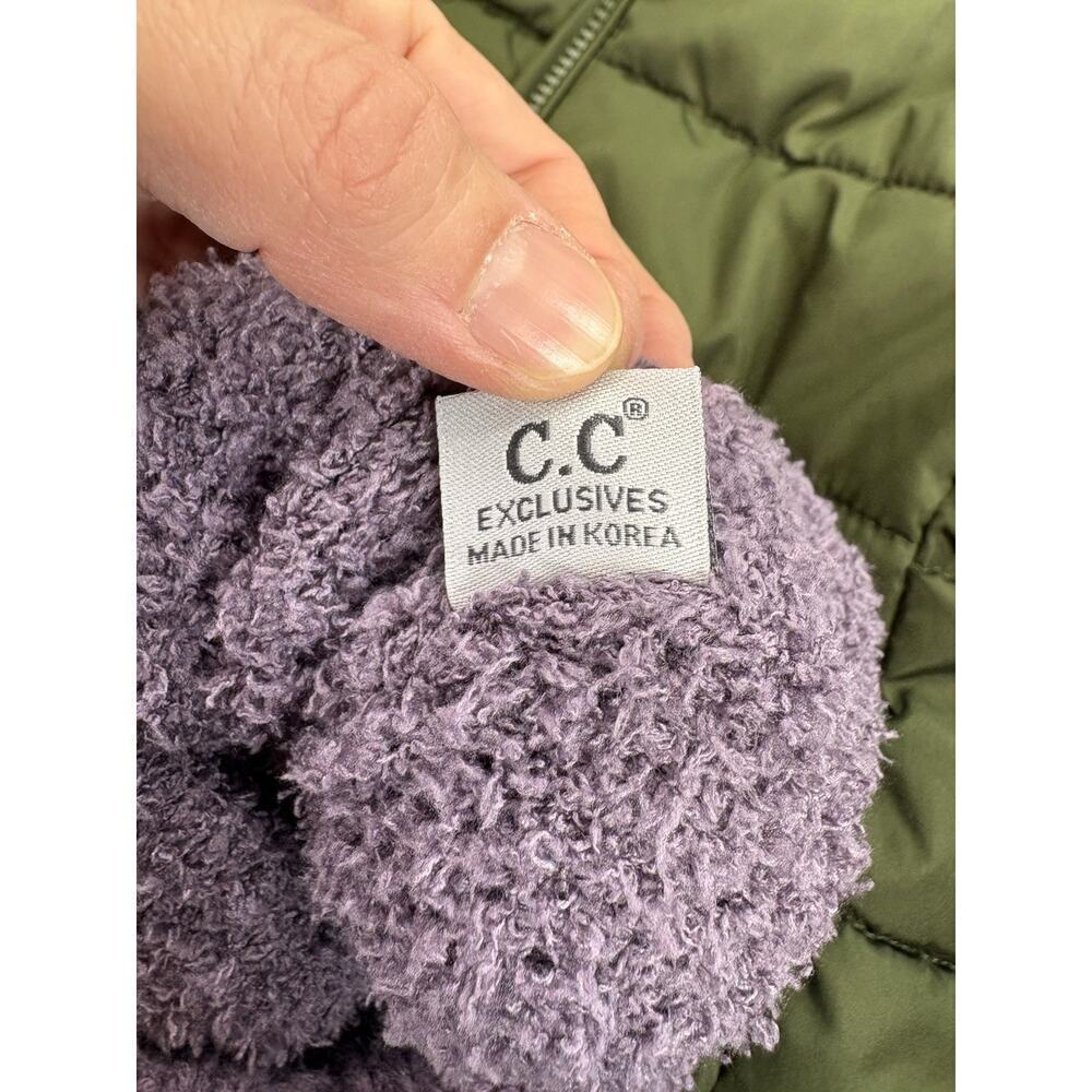 Children’s Place Green Puffer Coat SZ 5/6 Unisex + Purple CC Beanie Kids Bundle - Picture 12 of 14